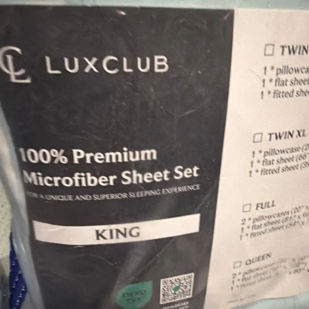 LuxClub 4 PC King Size Sheet Set, Breathable Luxury Bed Sheets Lt Blue